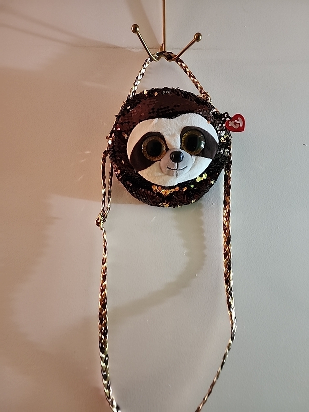 TY Fashion Flippy Kids Sequin Sloth Crossbody Bag in Brown
